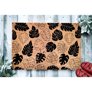 Doormat Monstera Leaf Pattern Door Mat Tropical Leaf Cute Doormat Welcome Mat Housewarming Gift Plant Lover New Home Closing Gift 1483**