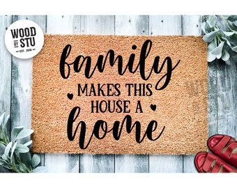 Doormat Family Makes This House A Home | Front Door Mat Closing Gift Funny Gift Doormat Outdoor Cute Doormat Coir Mat Gift Farmhouse 4210**