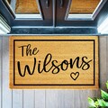 Wedding Gift for Couple Personalized Gift Engagement Gift Heartful Housewarming Welcome Mat Last Name Monogram Doormat Door Mat 1007
