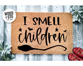 Doormat I Smell Children  | Witch Halloween Doormat | Welcome Mat | Hocus Pocus Halloween Decor | Home Doormat | Halloween Doormat 1755**