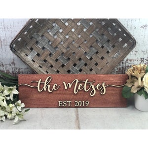 Wood Name Sign - Custom Name - Family Name Sign - Last Name Sign - Wedding Sign - Mr and Mrs Sign - Established Sign - Wedding Gift - Wooden