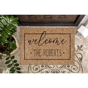 Custom Doormat Family Name Dots Welcome mat Housewarming Gift Wedding Gift Last Name Personalized Gift Closing Gift Front Door Mat 1009