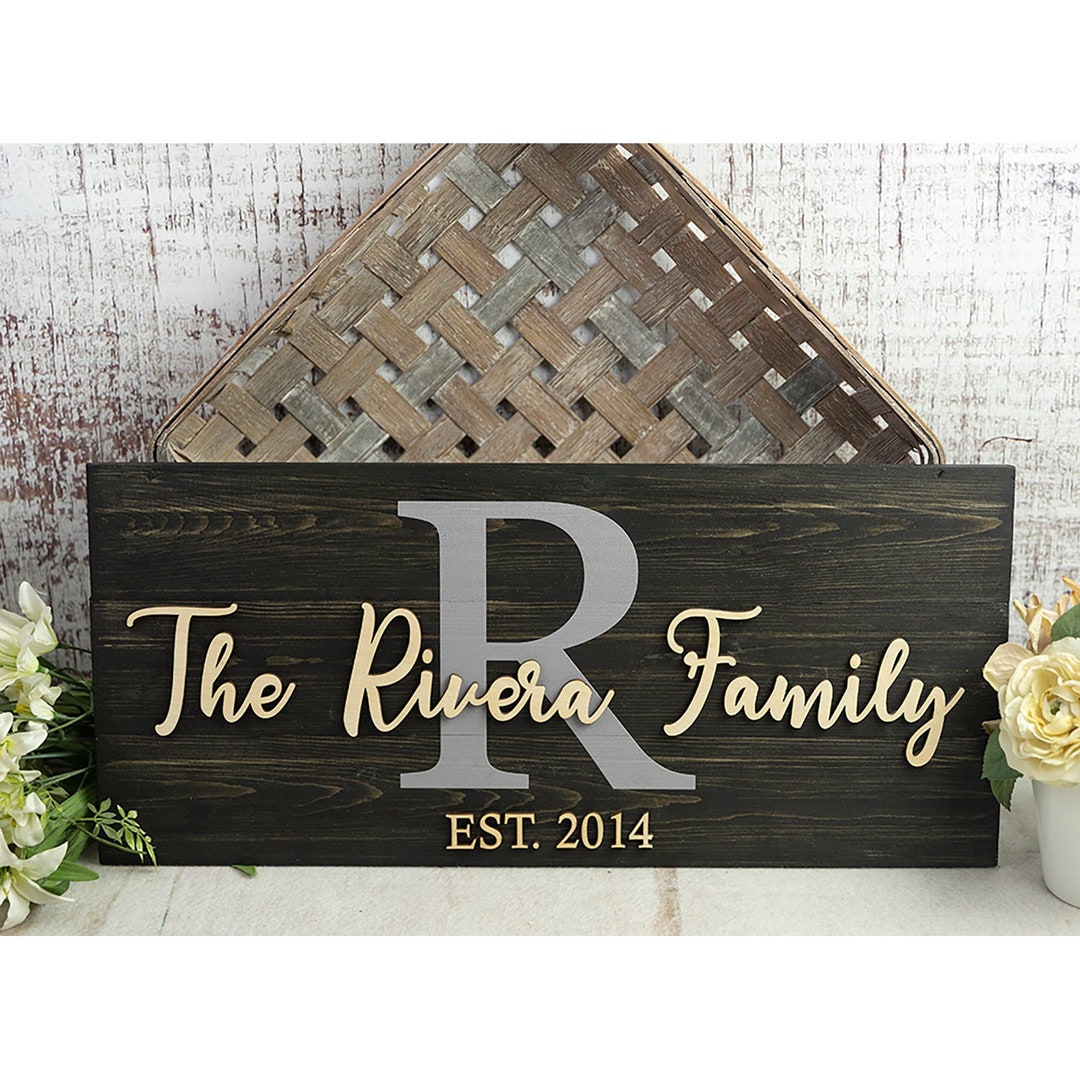 Personalized Family Name Wood Sign, Wedding Gift for Couple ...