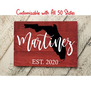 Last Name and State Sign - EST Date Sign - Family Name Sign - Established Sign - Personalized Wedding Gift Wood Sign Wedding Sign 7308
