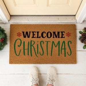 Welcome Christmas Doormat Snowflake Holiday Entry Rug 1577