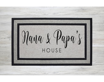 Grey Doormat Customizable Grandparent's Day Gift for Grandparents Nana Papa House Grandpa Grandma Doormat  Nanny Nana Granny Rug 1635