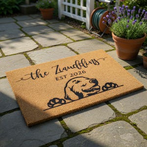 Personalized Last Name Welcome Mat, Coir Doormat for Housewarming, New Home Closing Gift Christmas