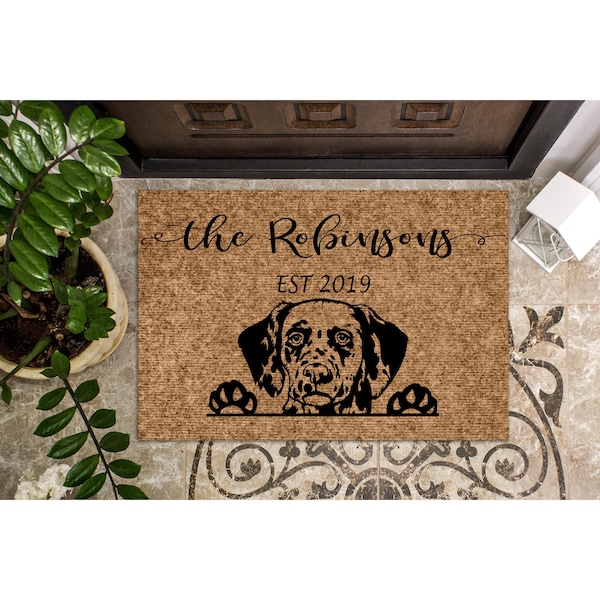 Custom Doormat Personalized Gift Dalmatian Dog Personalized Doormat Welcome Mat Housewarming Gift Closing Gift Last Name Door Mat Puppy 1214