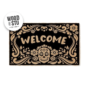 Sugar Skull Día Muertos Doormat – Welcome Mat – Day Dead Door Mat – Housewarming Gift – Halloween Decor – New Home Gift Fun stk1660