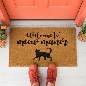 Welcome to Meow Manor Mat, Coir Doormat for Cat Lovers, Funny Housewarming New Home Gift image 8
