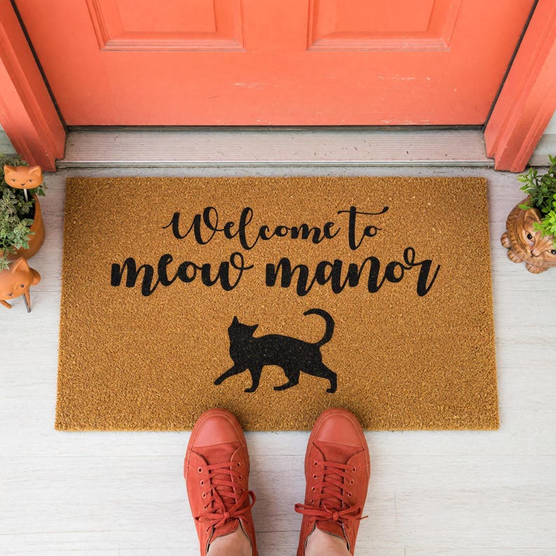 Welcome to Meow Manor Mat, Coir Doormat for Cat Lovers, Funny Housewarming New Home Gift image 8