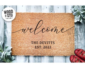 Custom Doormat Family Name Welcome Housewarming Gift Wedding Gift Personalized Doormat Closing Gift Welcome Mat Front Door Engagement 1029