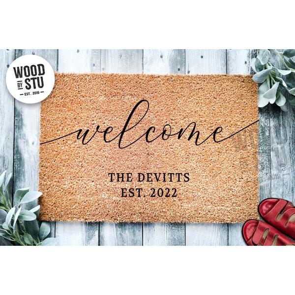 Custom Doormat Family Name Welcome Housewarming Gift Wedding Gift Personalized Doormat Closing Gift Welcome Mat Front Door Engagement 1029