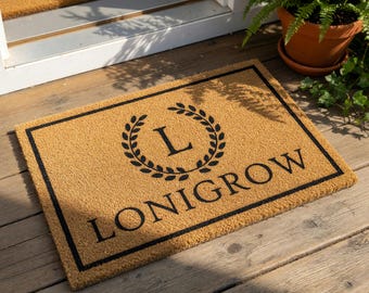 Personalized Monogram Doormat, Custom Family Name Welcome Mat, Housewarming Gift, Wedding Gift, Initial Door Mat, New Home Decor