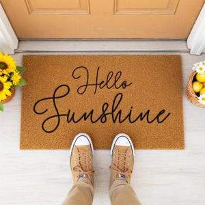 Hello Sunshine Welcome Mat, Coir Doormat for Housewarming, New Home Gift, Anniversary Birthday image 7