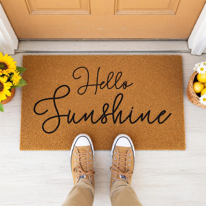 Hello Sunshine Welcome Mat, Coir Doormat for Housewarming, New Home Gift, Anniversary Birthday image 7