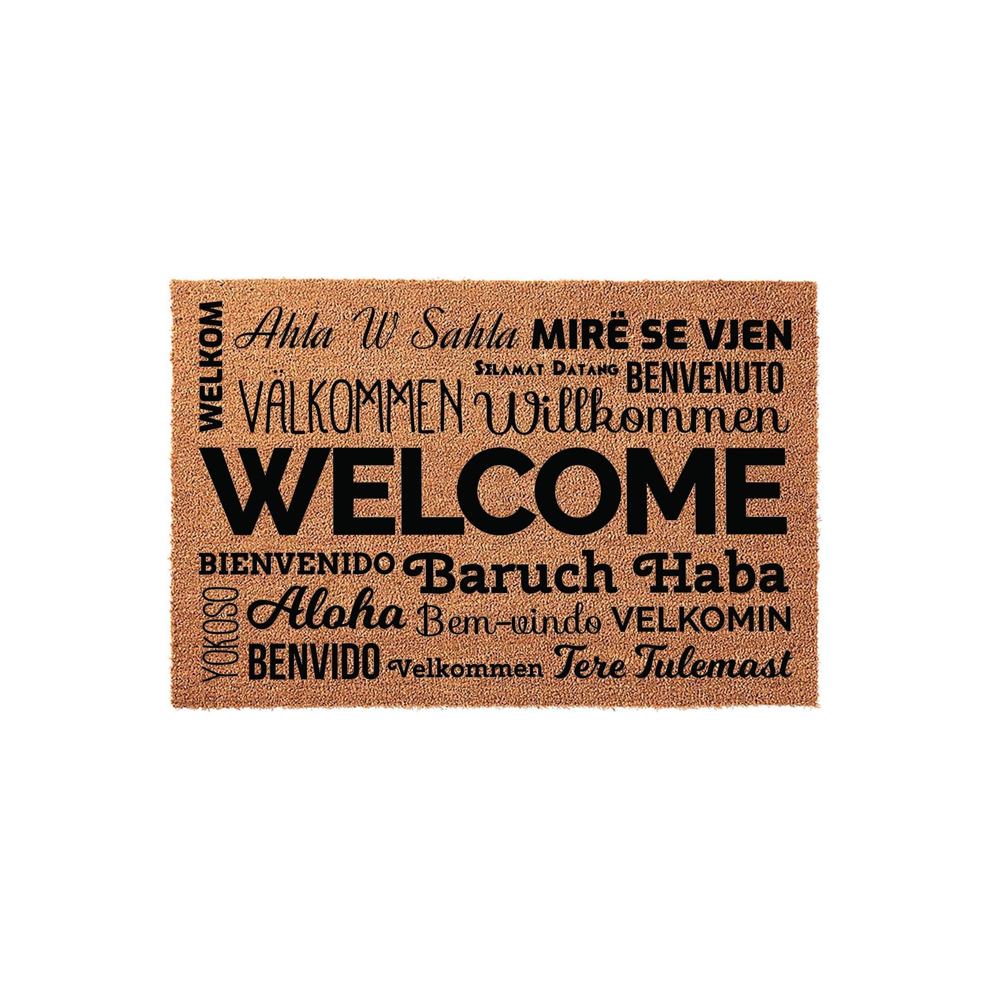 Multi Language Welcome Mat, Aloha Bienvenido Willkommen Baruch
