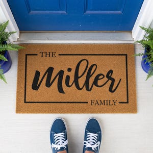 Felpudo familiar personalizado, felpudo de bienvenida personalizado, regalo de inauguración de casa, regalo para nuevo hogar, felpudo personalizado, felpudo con apellido, alfombra de entrada. imagen 9