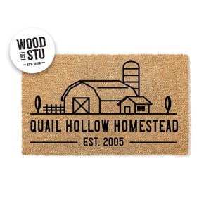 Custom Doormat Personalized Name and EST Farm House Doormat Farm Doormat Farmhouse Welcome Mat Homestead Mat Farm Gift Home Doormat 1420