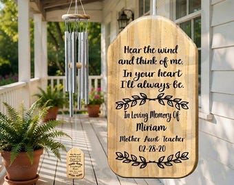 Memorial Wind Chime, In Loving Memory Sympathy Gift for Loss of Mother Aunt Teacher Remembrance