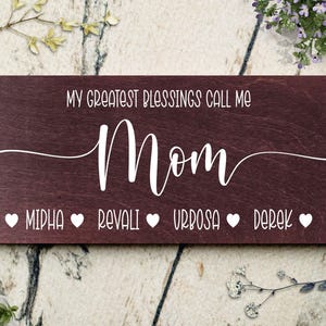 Personalized Mom Sign with Kids Names, Custom Wood for Mother's Day Birthday Gift Idea zdjęcie 5