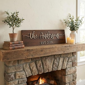 Personalized Family Name Wood Sign, Custom Established Year Wedding Gift for Couple, Last image 13