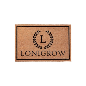 Custom Monogram Welcome Mat - Personalized Front Porch Outdoor Home Coir Floor