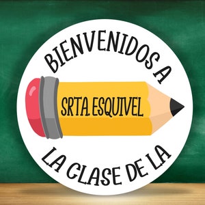 Letrero redondo de bienvenida a la clase - Regalo para maestros - Letrero para maestros - Decoración personalizada para el aula - Letrero para puerta - Letrero de madera 7292