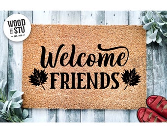Doormat Welcome Fall Friends Door Mat Fall Doormat Welcome Mat Fall Decor Leaves Autumn Decor Gift Maple Leaves Closing Gift New Home 1318**