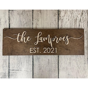 Last Name Sign - Custom Wood Sign - Established Sign - Personalized Wedding Gift - Wedding Sign - Family Name Sign - Wedding Shower 7001