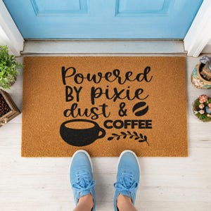 Pixie Dust and Coffee Doormat - Whimsical Personalized Home Entryway Rug