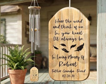 Personalized Memorial Wind Chime, Custom Sympathy Gift for Loss of Father Grandpa, Remembrance Keepsake