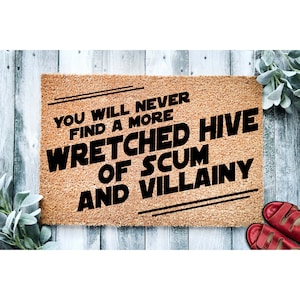 Doormat Wretched Hive of Scum and Villainy Funny Doormat Sci Fi Funny Movie Doormat | Welcome Mat | Funny Door Mat Funny Gift Doormat 1849**