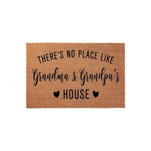 Grandma and Grandpa Welcome Mat, Coir Doormat for Birthday Christmas, Grandparents Day Gift image 1