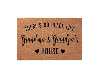 Grandma and Grandpa Welcome Mat, Coir Doormat for Birthday Christmas, Grandparents Day Gift
