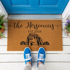 Personalized Doormat Family Name Est Welcome Dog Paw Print Mat 1163