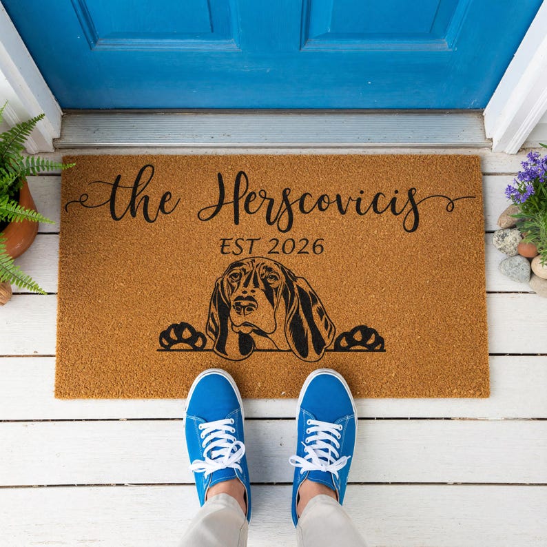 Personalized Doormat Family Name Est Welcome Dog Paw Print Mat 1163