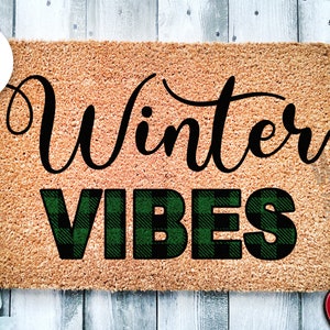 Doormat Winter Vibes Cute Plaid Mat Christmas Doormat Decoration Welcome Mat Holiday Doormat Winter Decor Christmas Gift 1527 image 5