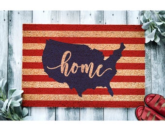 Doormat Home United States of America Flag Stripes Door Mat 4th of July Independence Day God Bless America Homeowner Welcome Mat 1458**