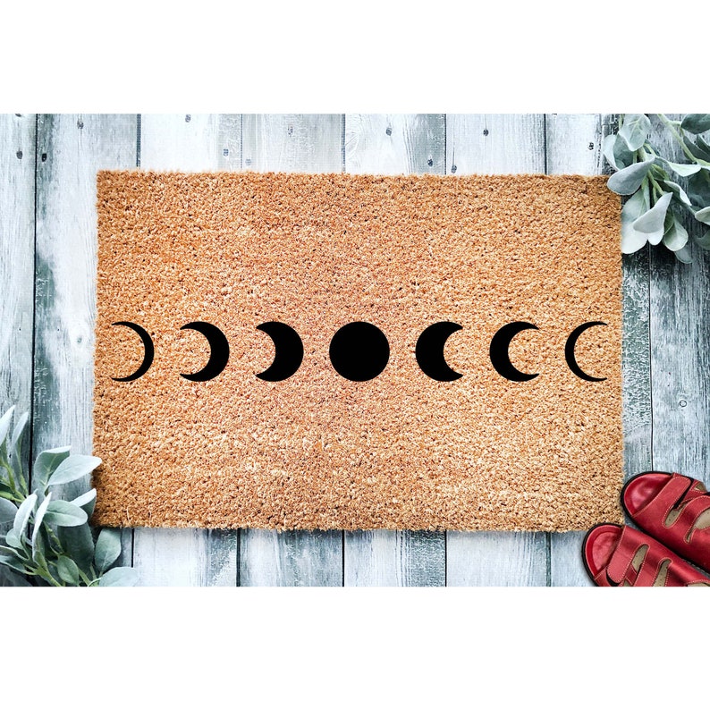 Doormat Moon Phases Door Mat Lunar Phases Space Doormat Welcome Mat Housewarming Gift New Home Closing Gift from Realtor 1725 image 1