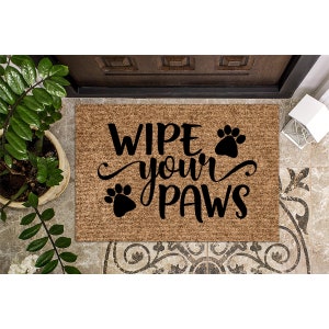 Doormat Wipe Your Paws Welcome Mat No Shoes Funny Doormat Cute Gift for Her Outside Doormat | Housewarming Gift Closing Gift Realtor 1074**