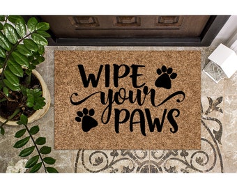 Doormat Wipe Your Paws Welcome Mat No Shoes Funny Doormat Cute Gift for Her Outside Doormat | Housewarming Gift Closing Gift Realtor 1074**