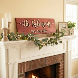 Personalized Family Name Wood Sign, Custom Established Year Wedding Gift for Couple, Last image 15