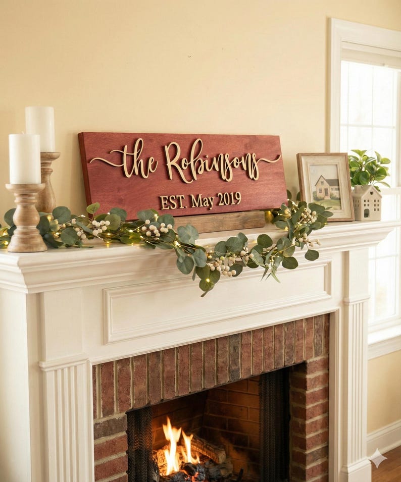 Personalized Family Name Wood Sign, Custom Established Year Wedding Gift for Couple, Last image 15
