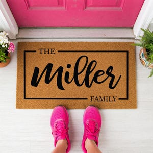 Felpudo familiar personalizado, felpudo de bienvenida personalizado, regalo de inauguración de casa, regalo para nuevo hogar, felpudo personalizado, felpudo con apellido, alfombra de entrada. imagen 8