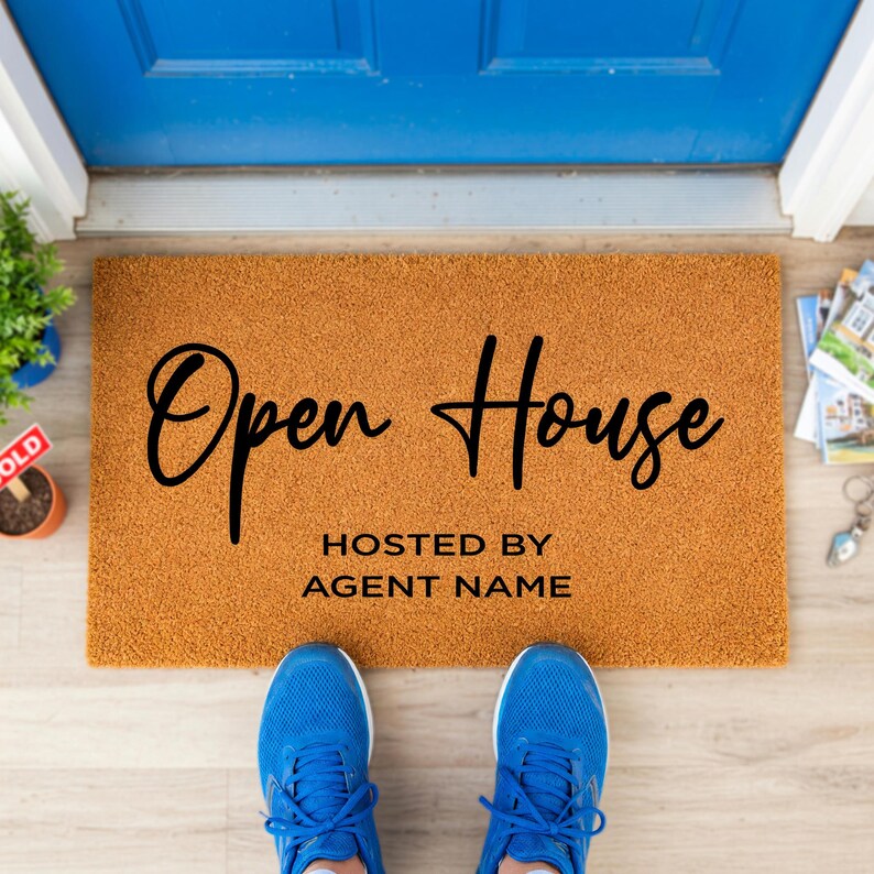 Open House Hosted by Custom Name Doormat