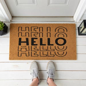Felpudo de bienvenida "Hola", regalo de inauguración para el porche, alfombra de fibra de coco para exteriores imagen 7