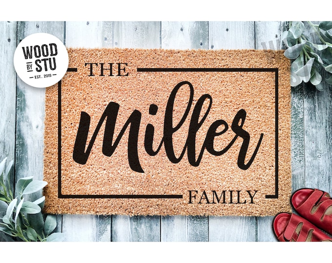 Custom Doormat Family Name Door Mat | Wedding Gift | Personalized Gift | Closing Gift | Welcome Doormat | Front Door Mat | Monogram 1466