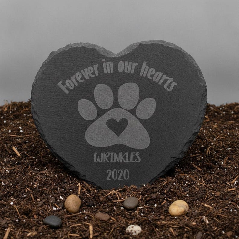 Pet Memorial Stone, Pet Loss Gift, Custom Memorial, Dog Cat Heart Slate Plaque, Sympathy Gift, Keepsake image 4