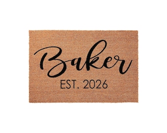 Personalized Family Name Doormat, Custom Last Name Welcome Mat, Housewarming Gift, New Home Gift, Est Year Door Mat, Entryway Decor